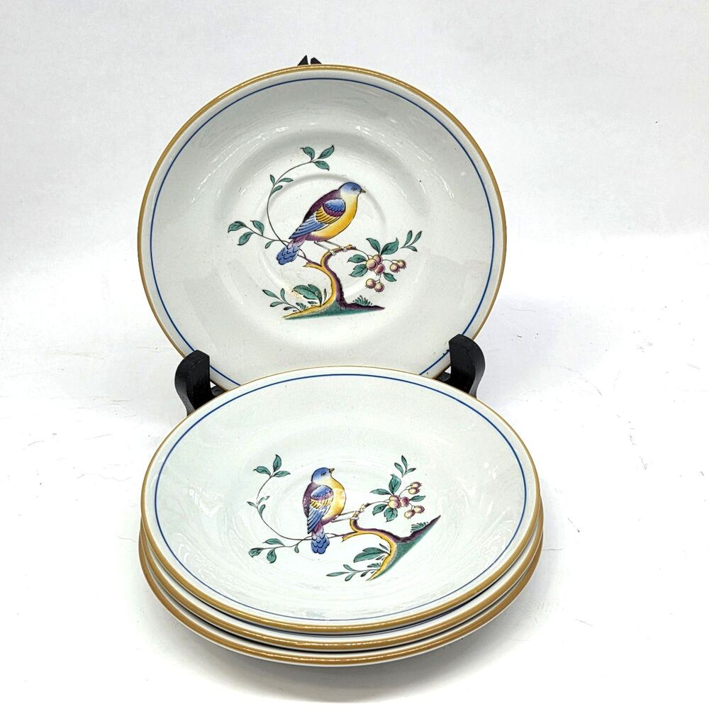 Spode "Queens Bird" 5 1/2" Saucer Plates VGC No Issues Set of 4